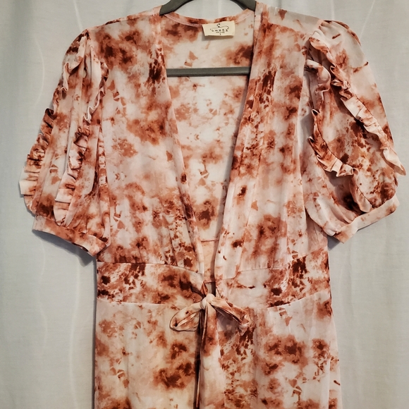 Ember tie dye Short Sleeve Tie Front Duster - Picture 4 of 6